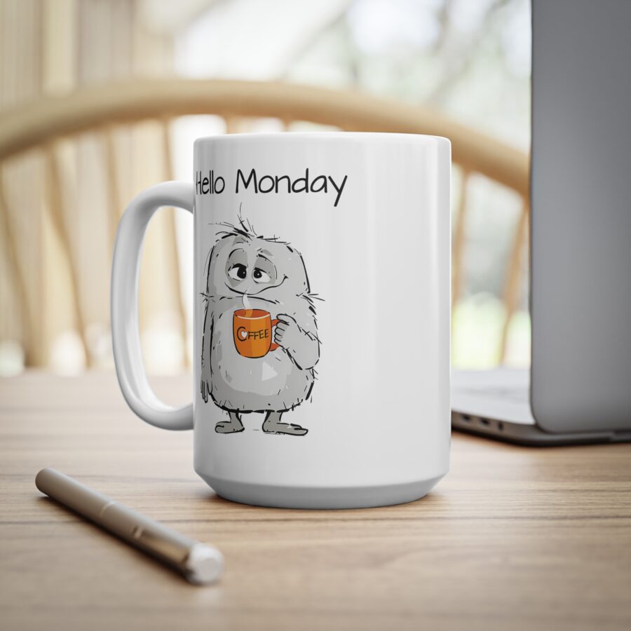 Hello Monday - Ceramic Coffee Cups, 11oz, 15oz - Image 11