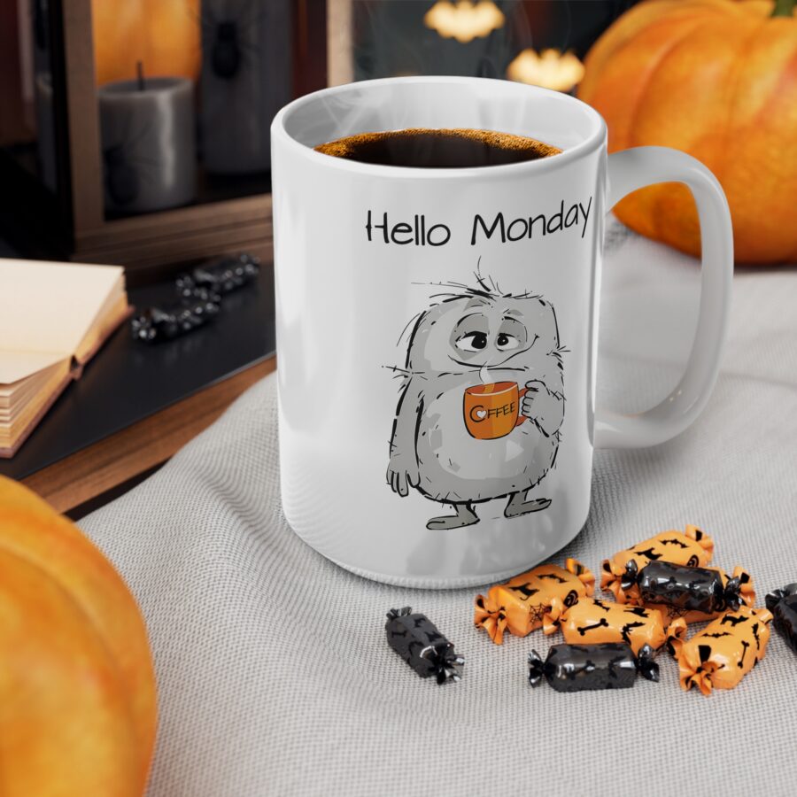 Hello Monday - Ceramic Coffee Cups, 11oz, 15oz - Image 12