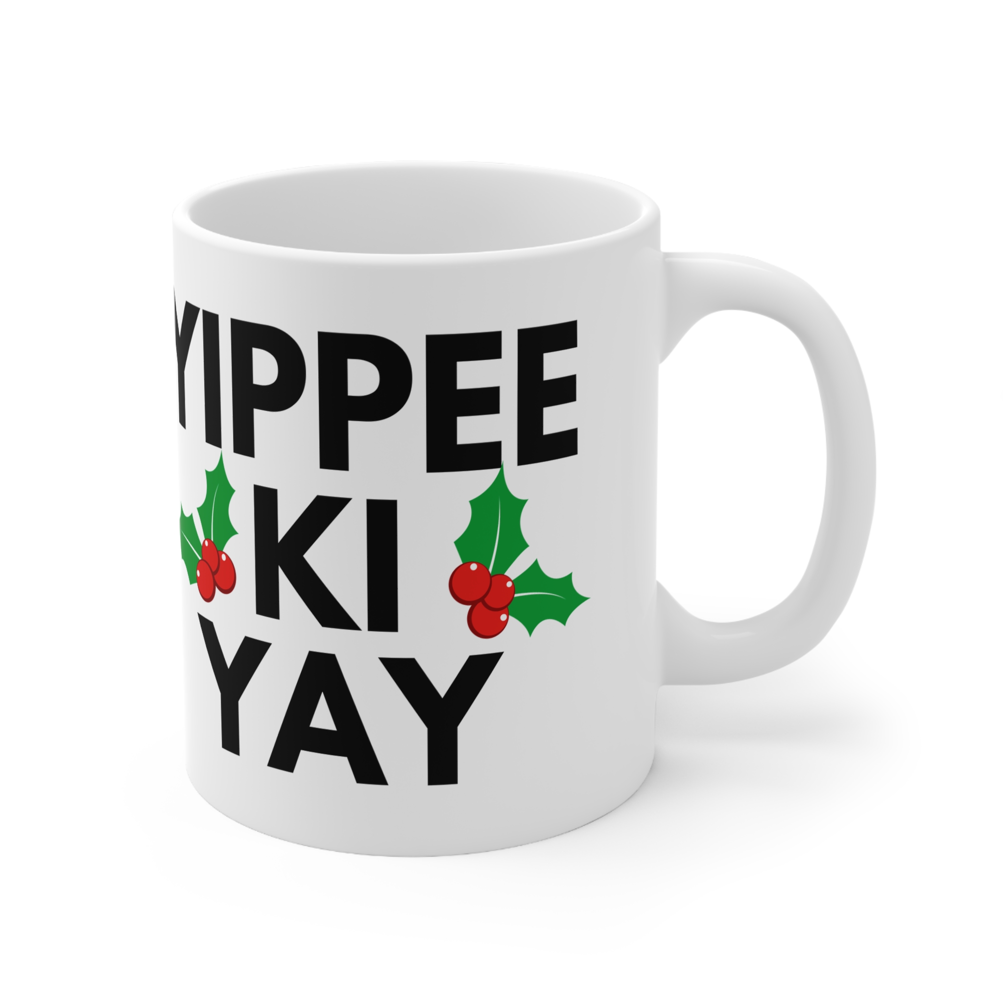 Yippee Ki Yay Funny Christmas Mug by RudeCuppa