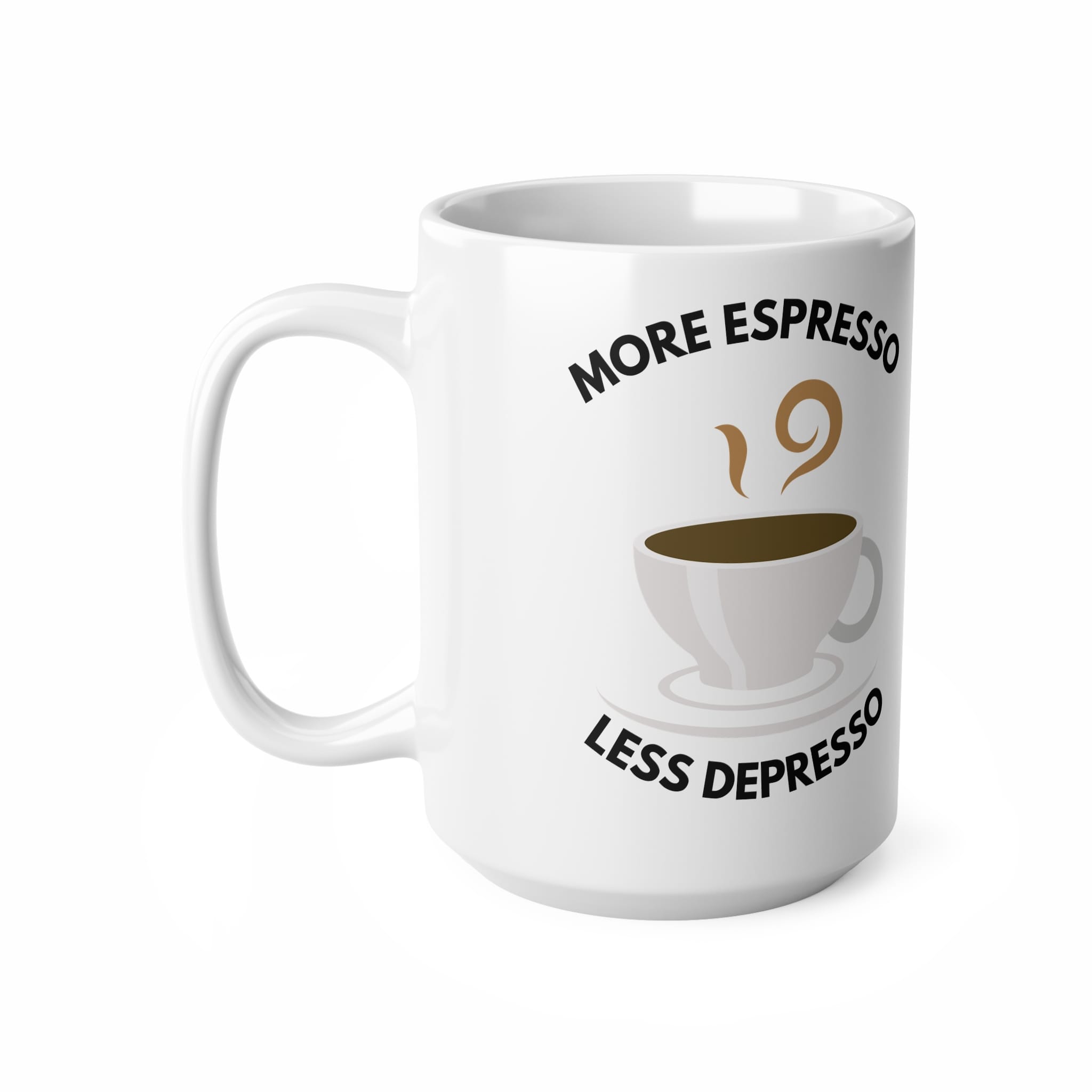 More Espresso Less Depresso Funny Mug by RudeCuppa