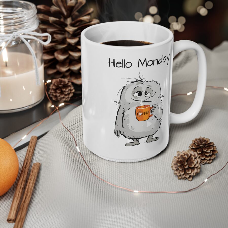 Hello Monday - Ceramic Coffee Cups, 11oz, 15oz - Image 9