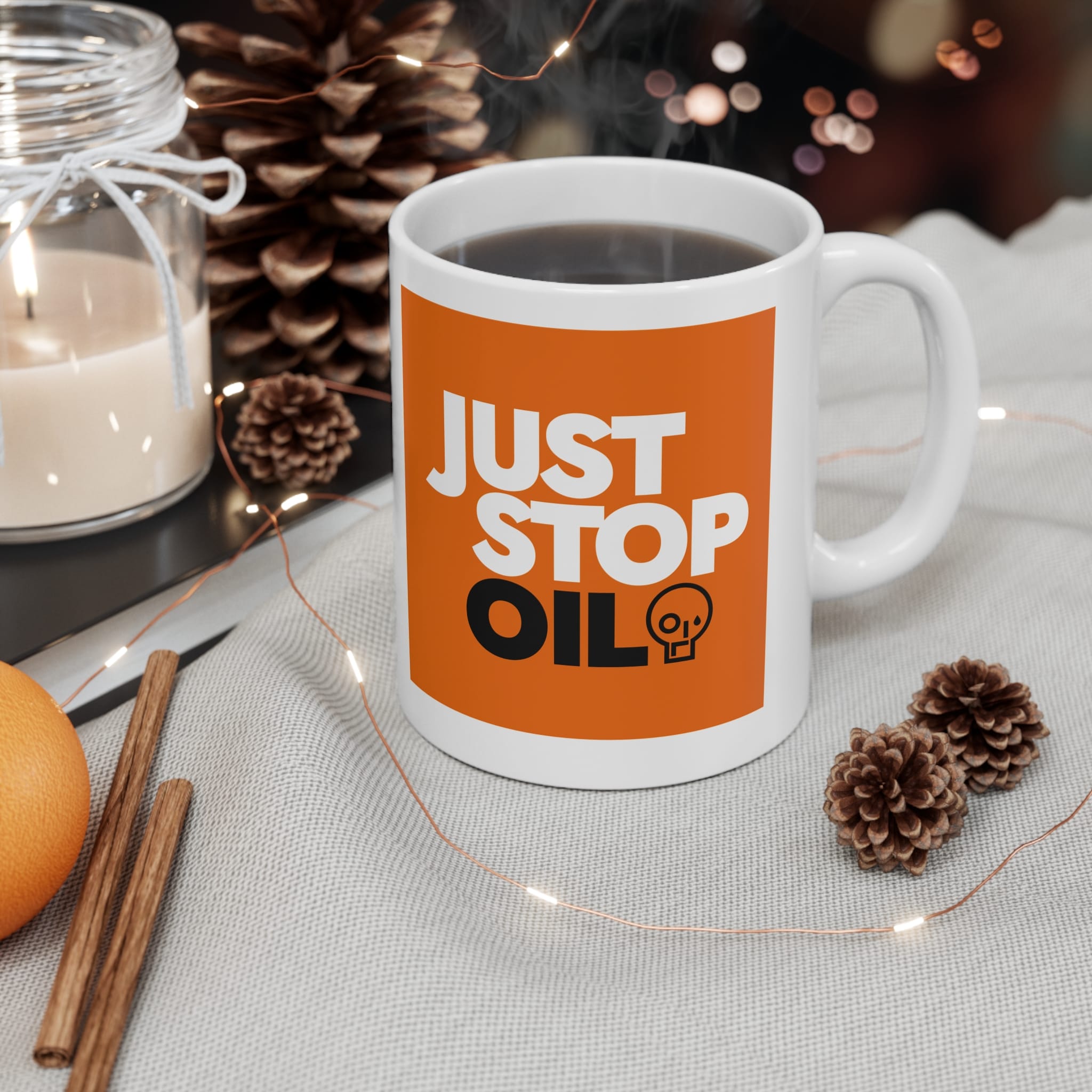 Just Stop Oil Funny Mug by RudeCuppa