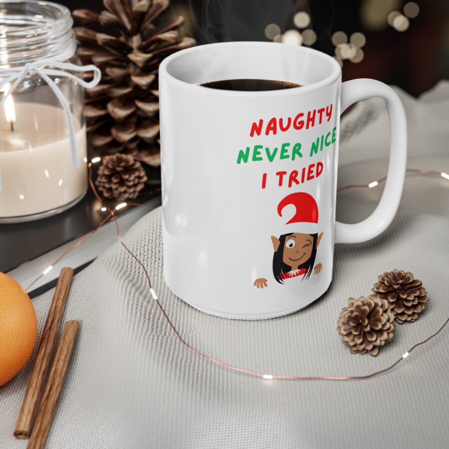 Naughty Never Nice I Tried Christmas Mug - Ceramic Coffee Cups, 11oz, 15oz - Image 9