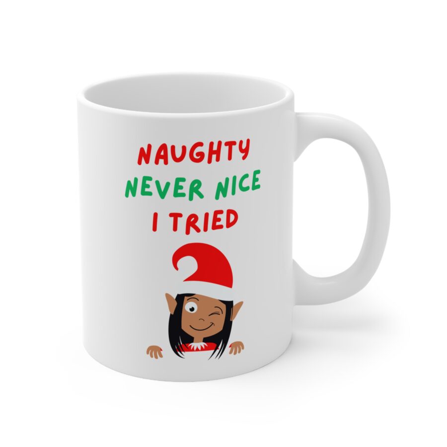 Naughty Never Nice I Tried Christmas Mug - Ceramic Coffee Cups, 11oz, 15oz - Image 2
