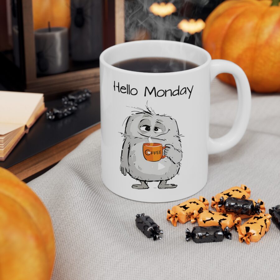 Hello Monday - Ceramic Coffee Cups, 11oz, 15oz - Image 6