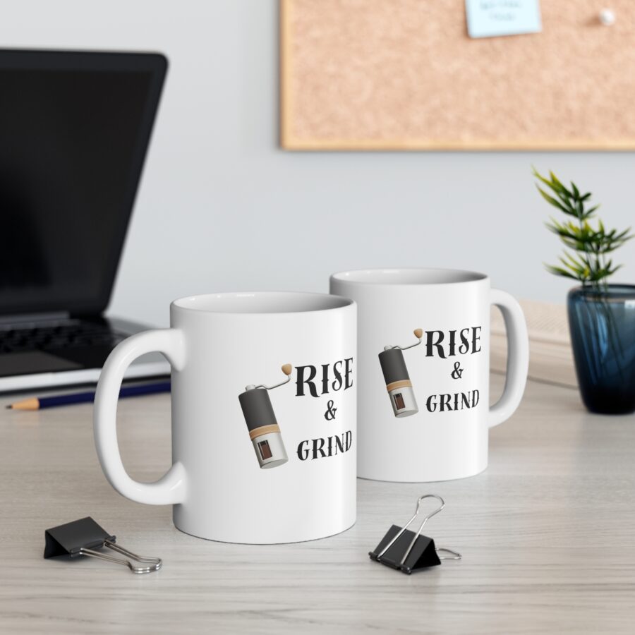 Rise and Grind Mug - Ceramic Coffee Cups, 11oz, 15oz - Image 4