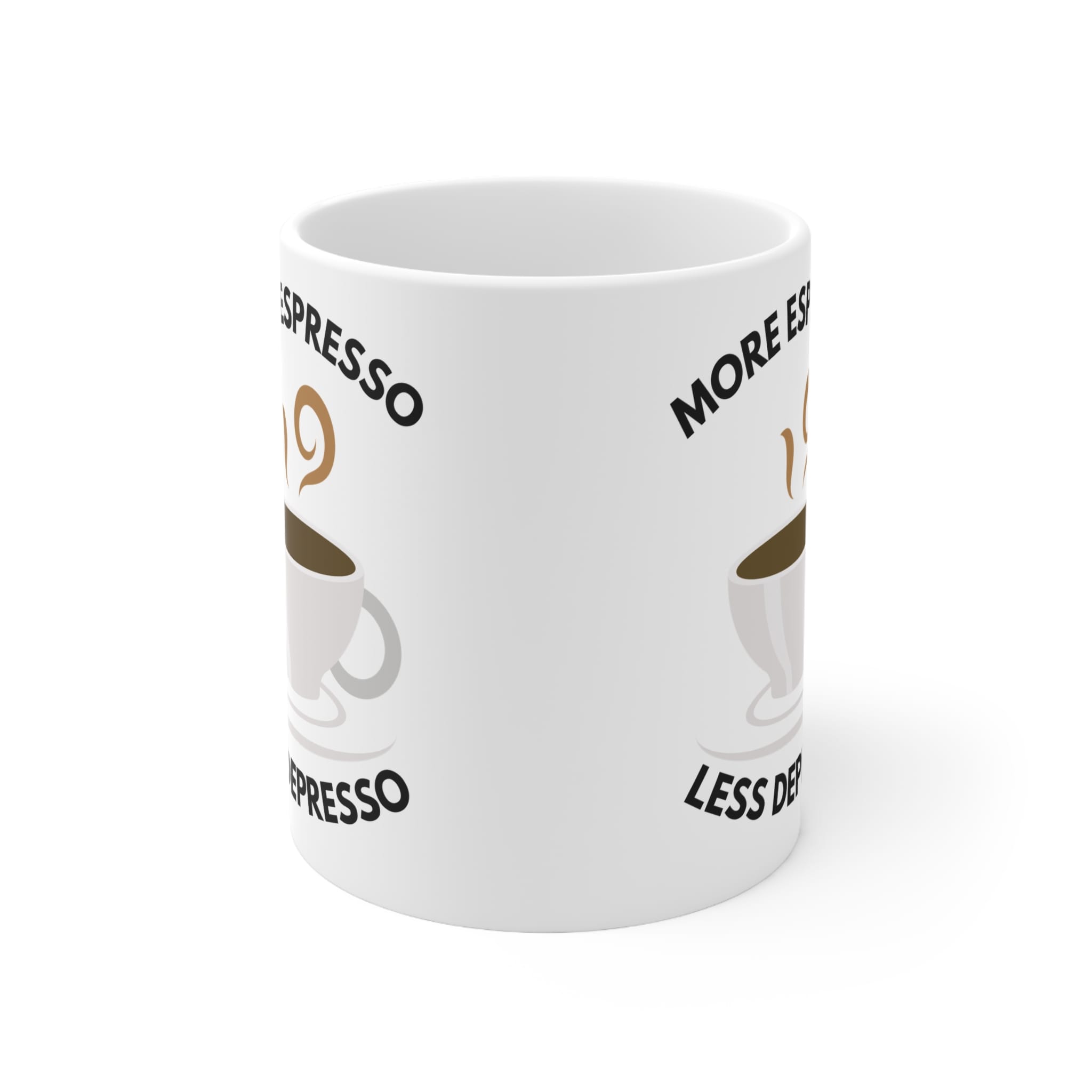 More Espresso Less Depresso Funny Mug by RudeCuppa