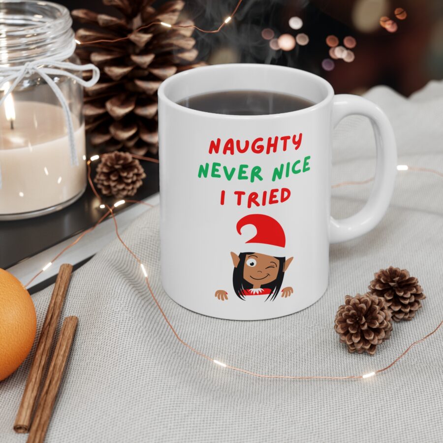 Naughty Never Nice I Tried Christmas Mug - Ceramic Coffee Cups, 11oz, 15oz - Image 3