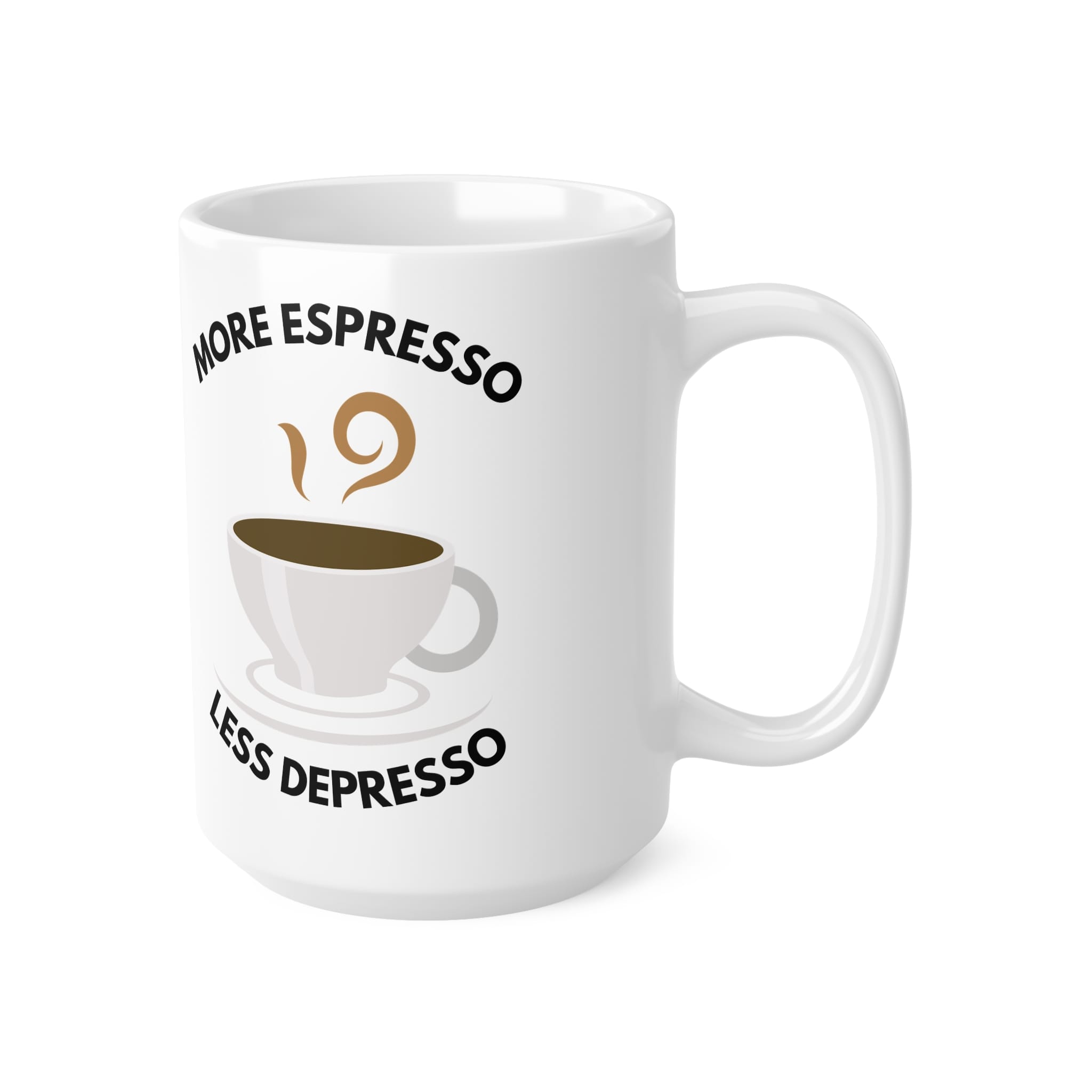 More Espresso Less Depresso Funny Mug by RudeCuppa