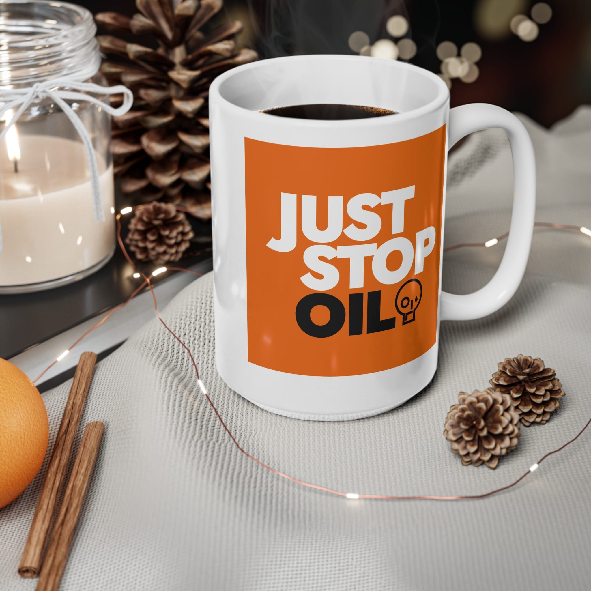 Just Stop Oil Funny Mug by RudeCuppa