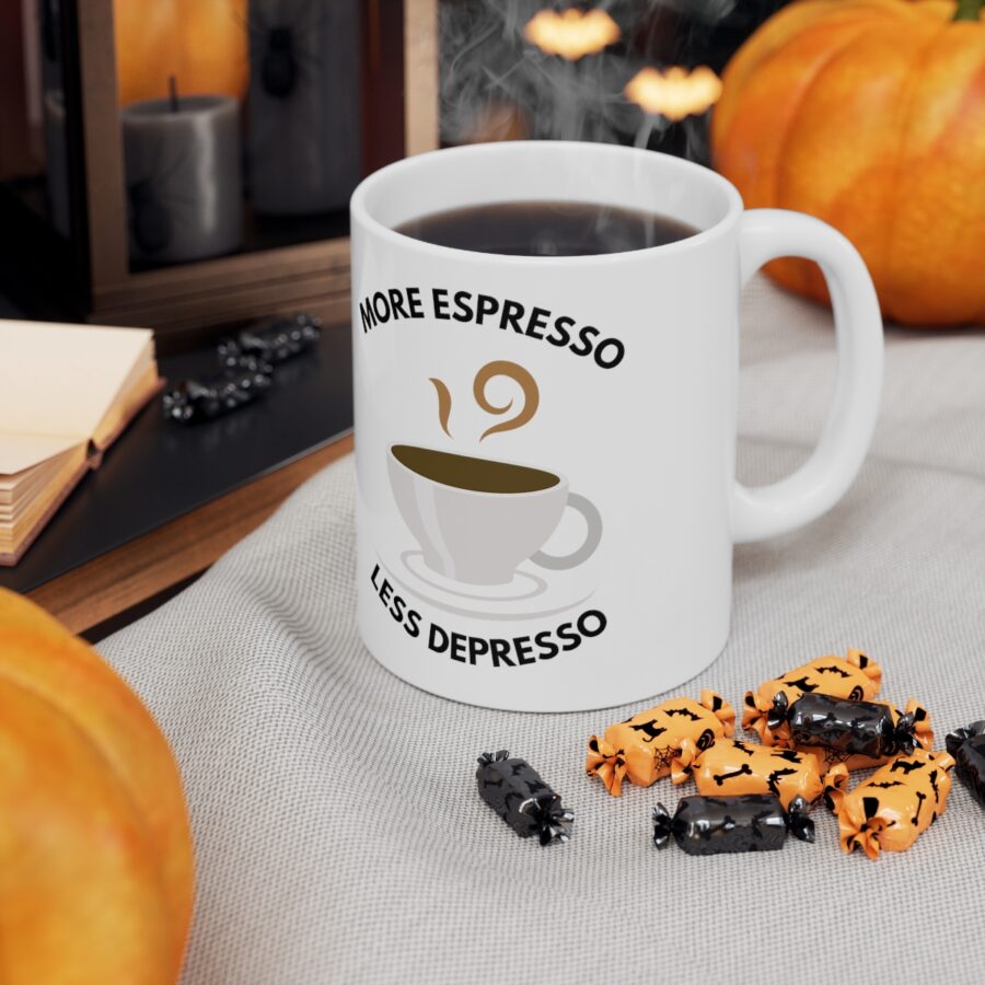 More Espresso Less Depresso - Ceramic Coffee Cups, 11oz, 15oz - Image 7