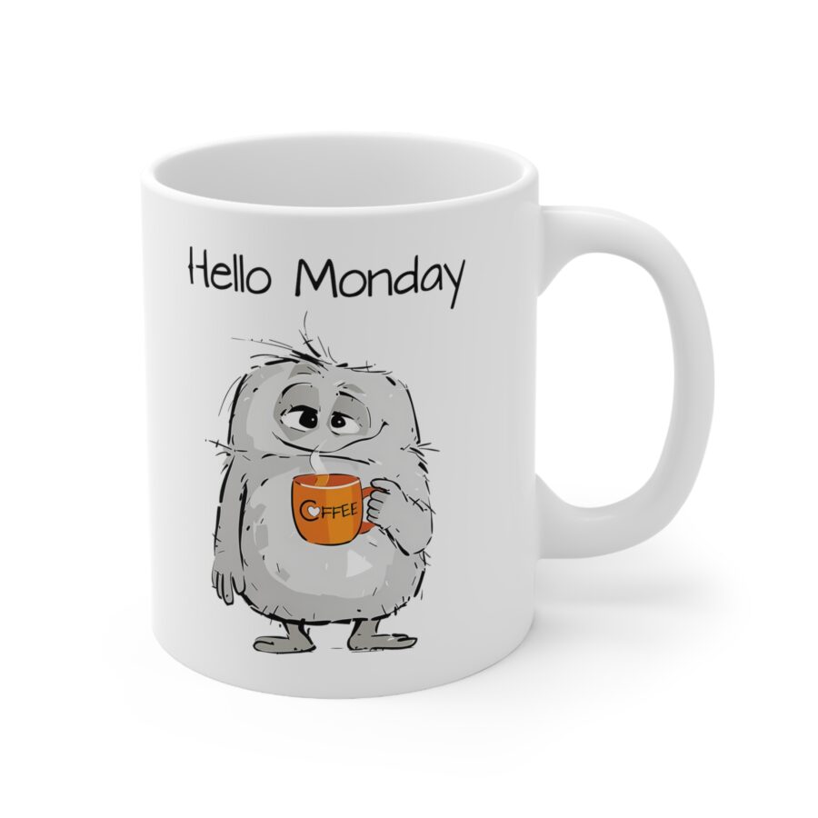 Hello Monday - Ceramic Coffee Cups, 11oz, 15oz