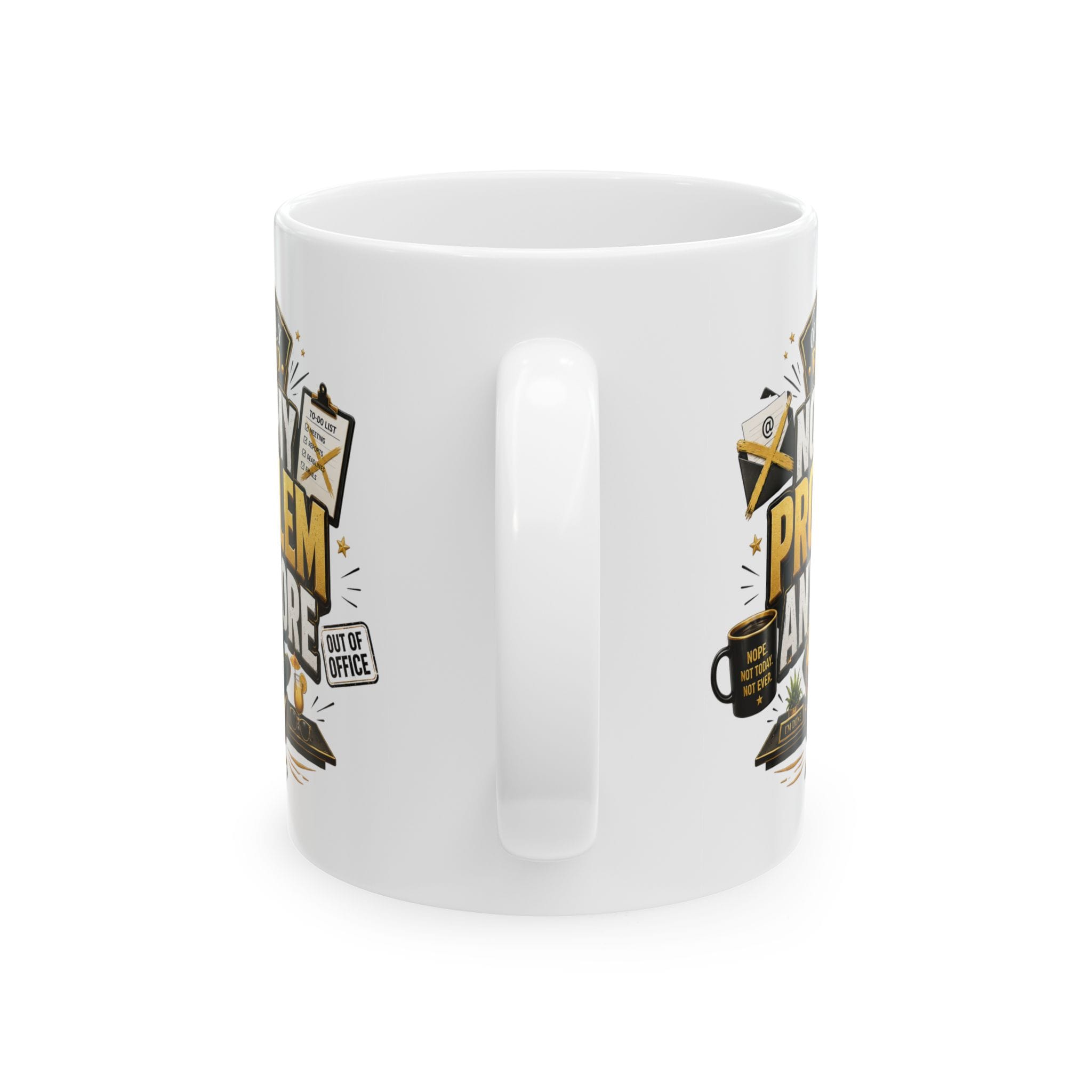 Officially Retired Not My Problem Anymore Funny Retirement Mug by RudeCuppa