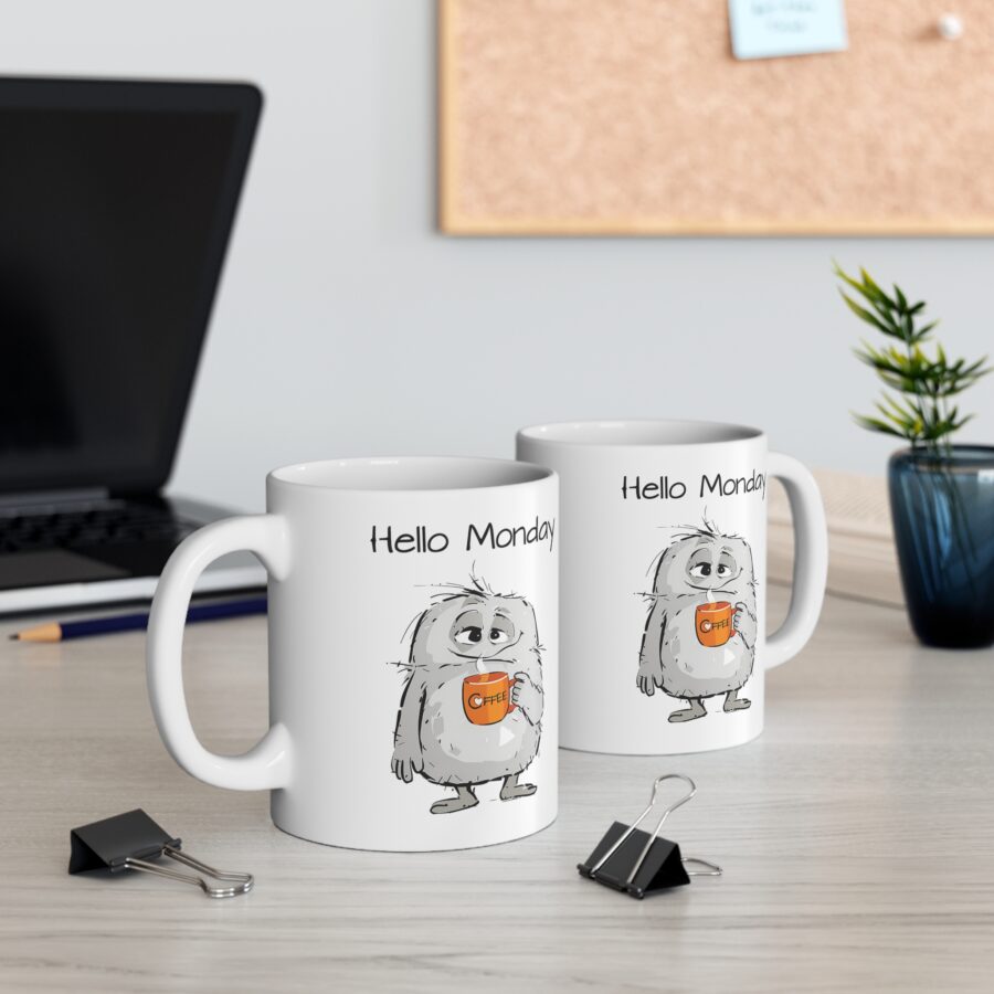 Hello Monday - Ceramic Coffee Cups, 11oz, 15oz - Image 4