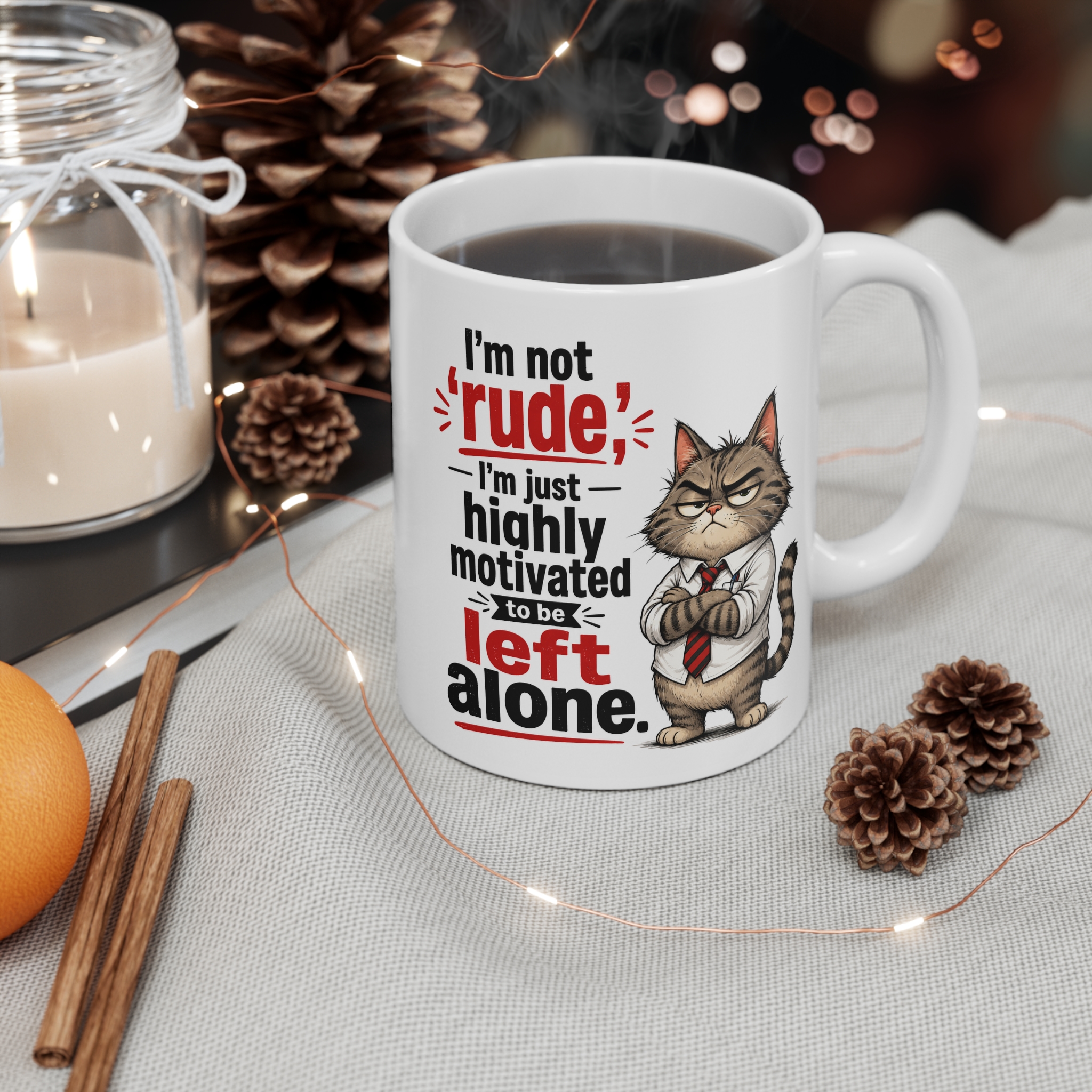 I'm Not Rude Funny Cat Mug - additional product photo 2 by RudeCuppa