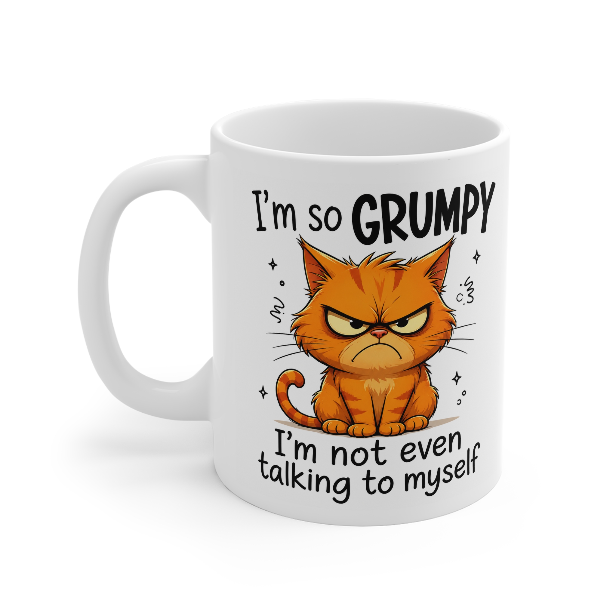 Grumpy cat mug with orange cat design by RudeCuppa
