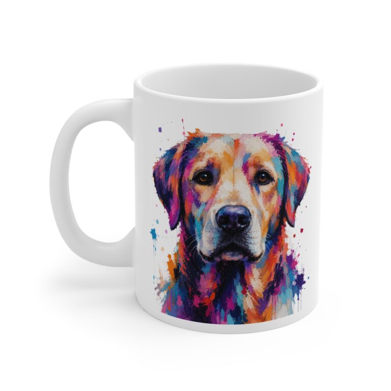Golden Labrador colour splash dog mug by RudeCuppa