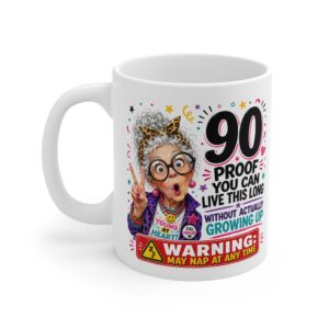 90th Birthday funny milestone mug by RudeCuppa