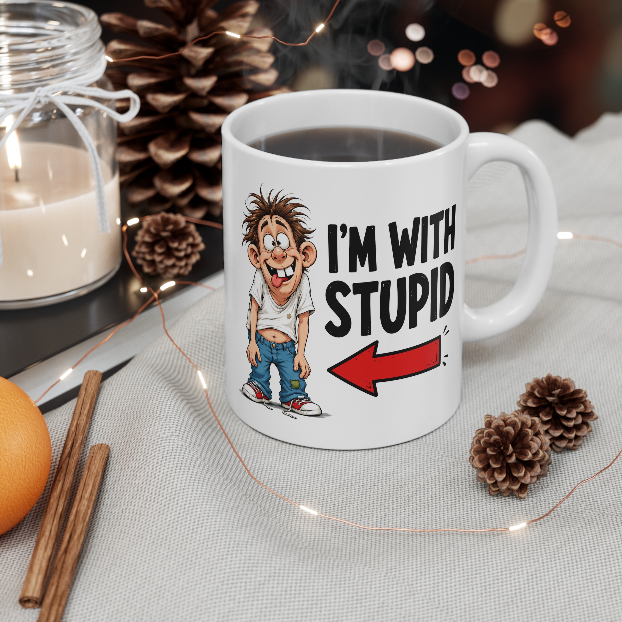 I'm With Stupid Funny Novelty Mug - additional product photo 2 by RudeCuppa