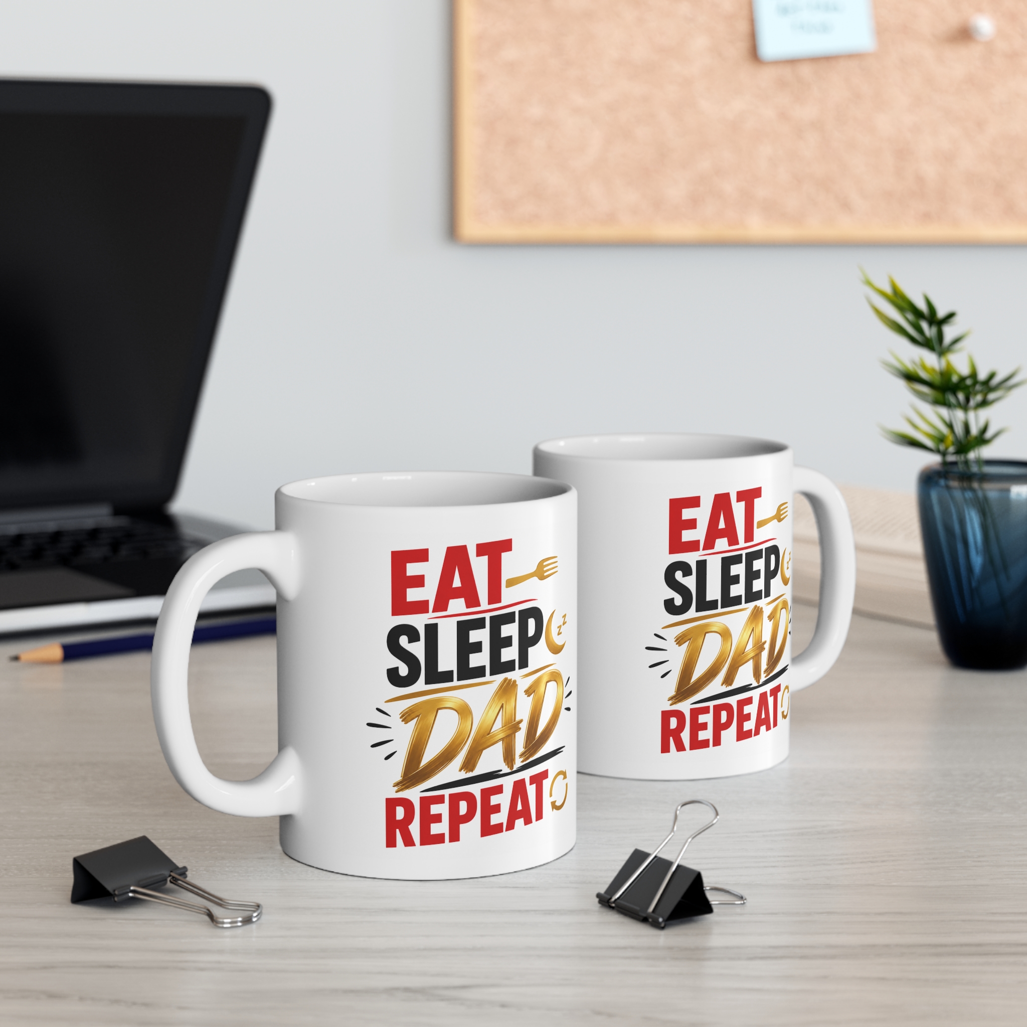 Eat Sleep Dad Repeat Funny Dad Mug - Image 4