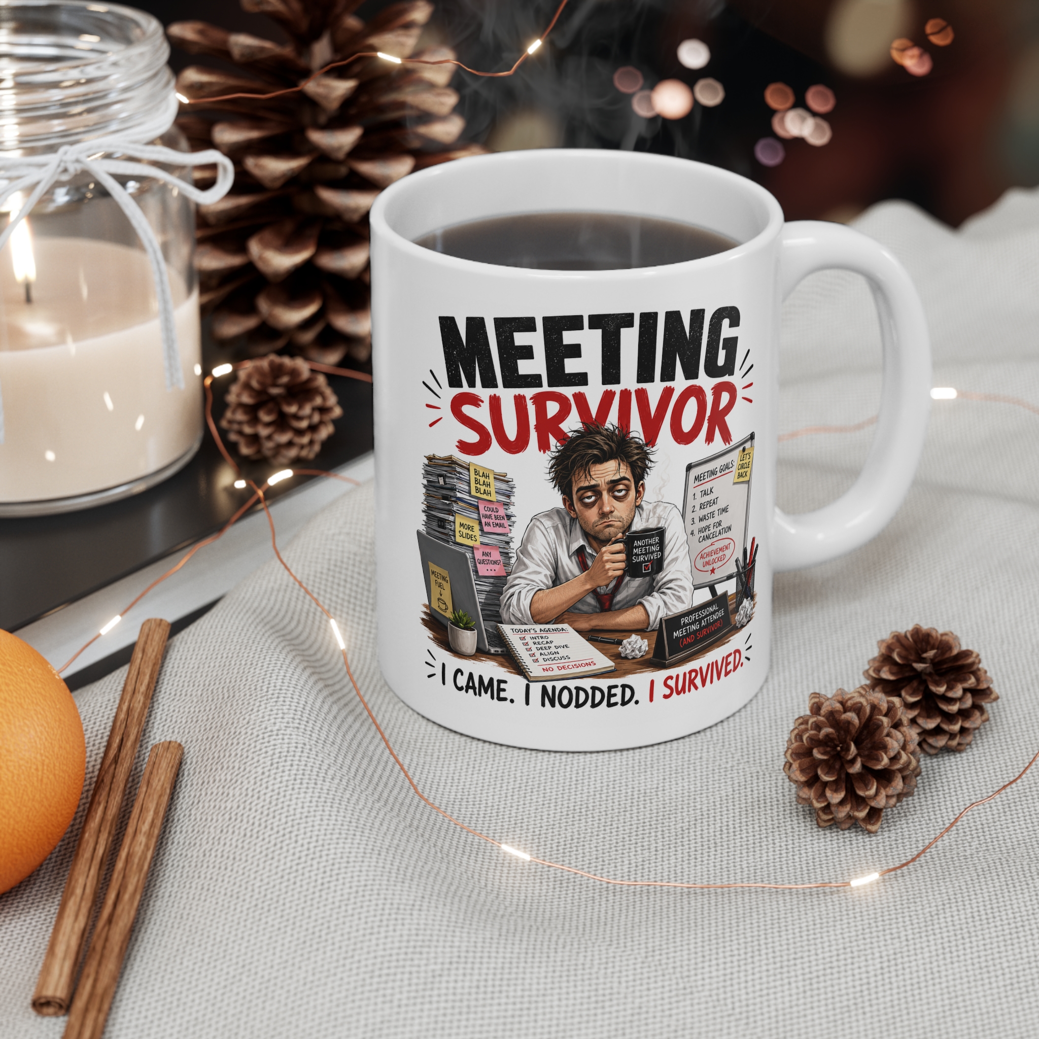 Meeting Survivor Funny Office Mug - Image 3