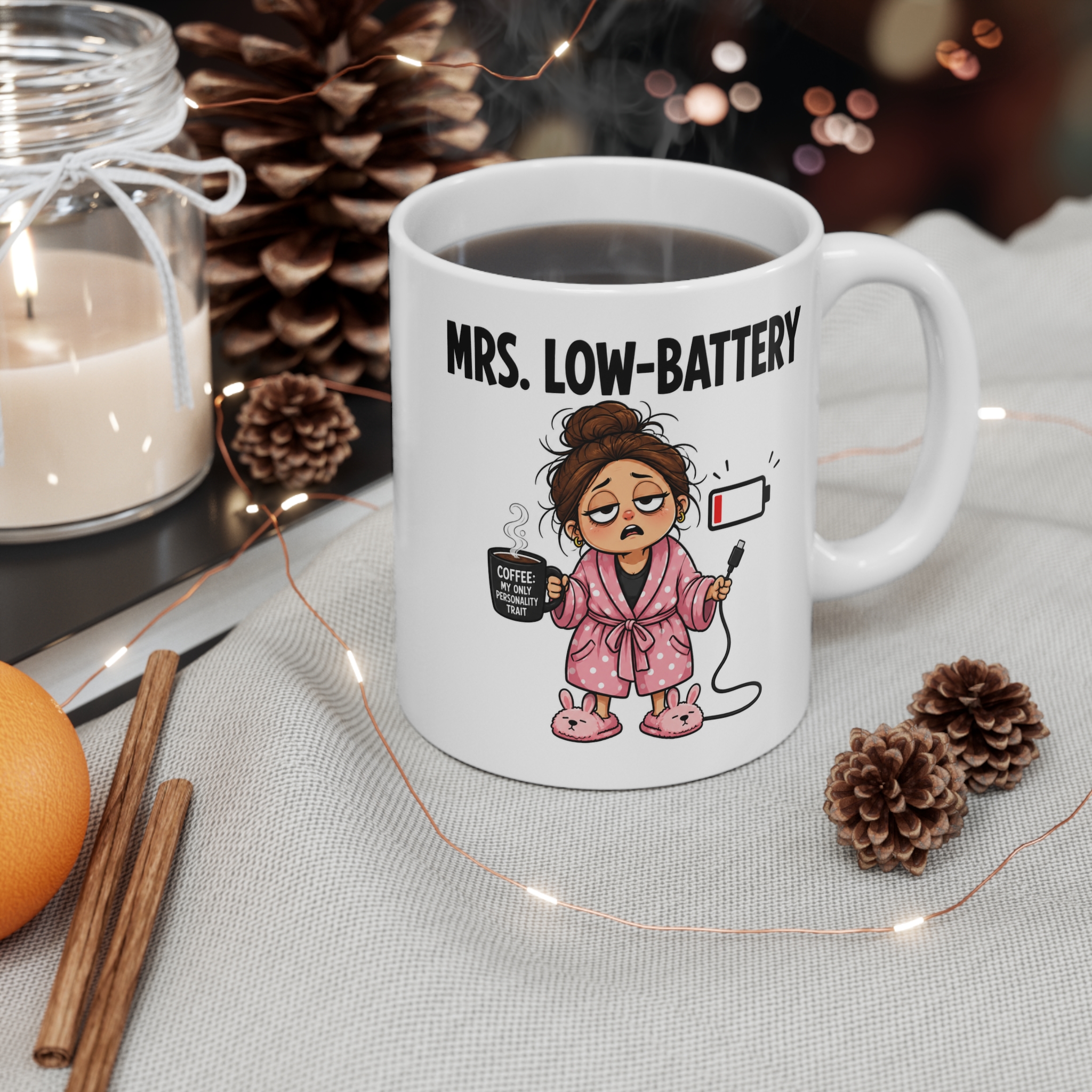 Mrs. Low-Battery Funny Mug - Image 3