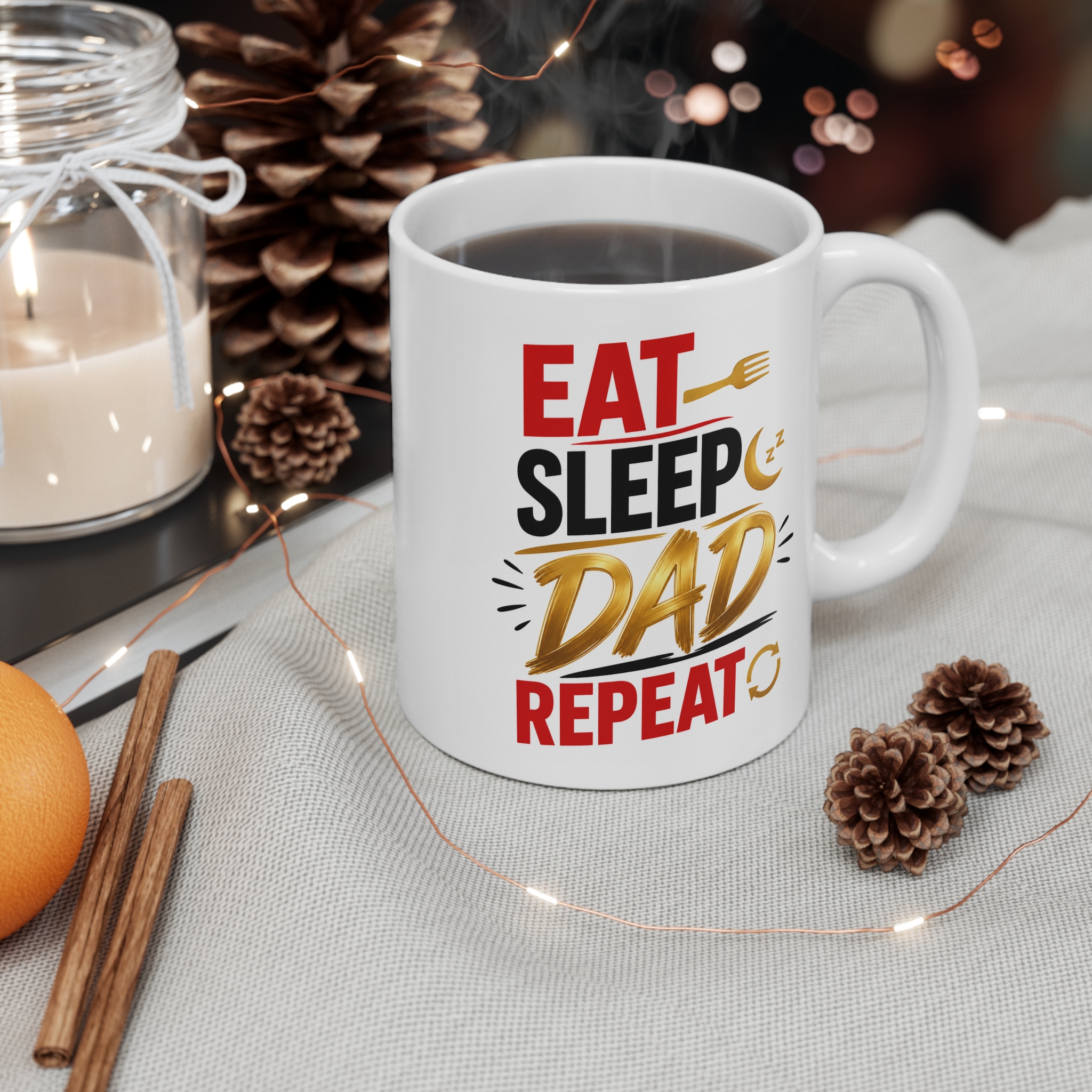 Eat Sleep Dad Repeat Funny Dad Mug - Image 3