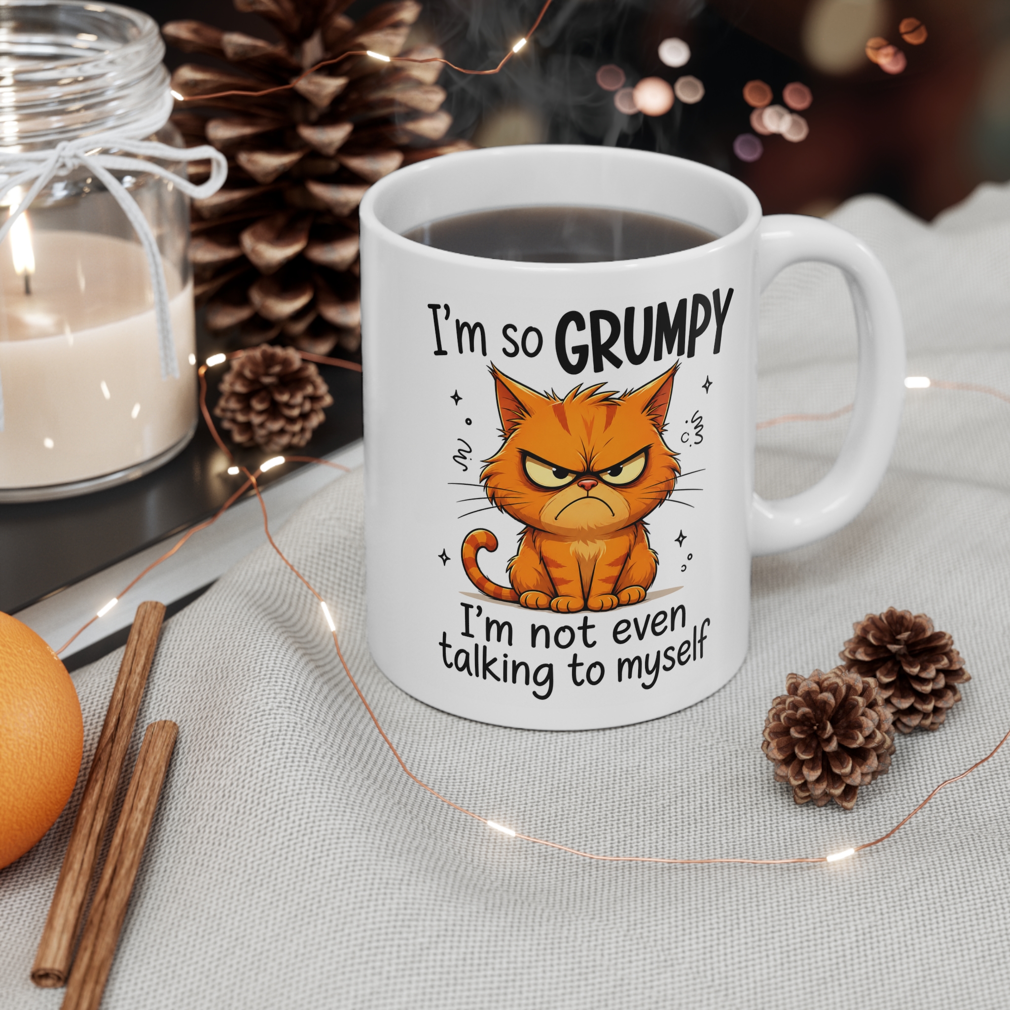 I'm So Grumpy I'm Not Even Talking To Myself Funny Cat Mug - Image 3