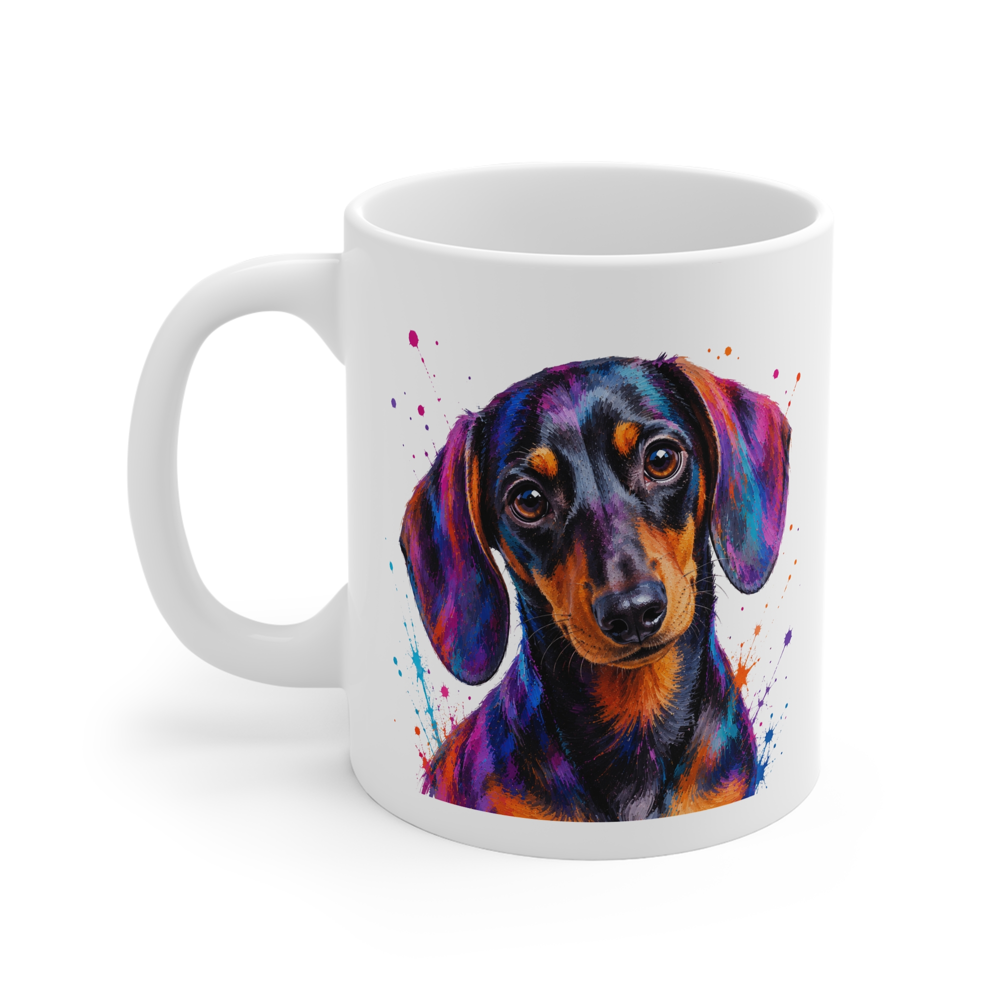 Dachshund colour splash dog mug by RudeCuppa