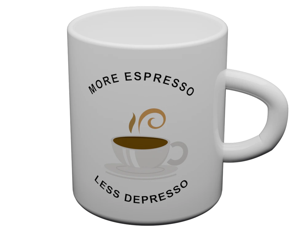 More Espresso Less Depresso funny mug by RudeCuppa