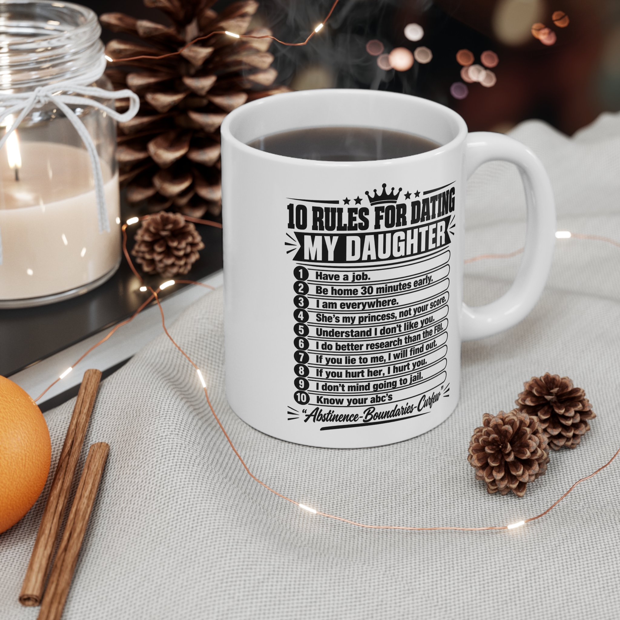 10 Rules For Dating My Daughter funny dad mug by RudeCuppa