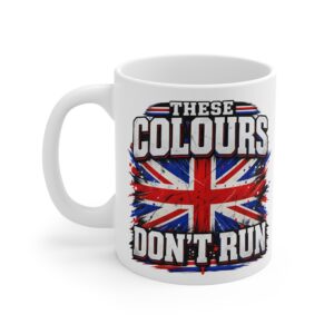 These Colours Don't Run Union Jack mug by RudeCuppa