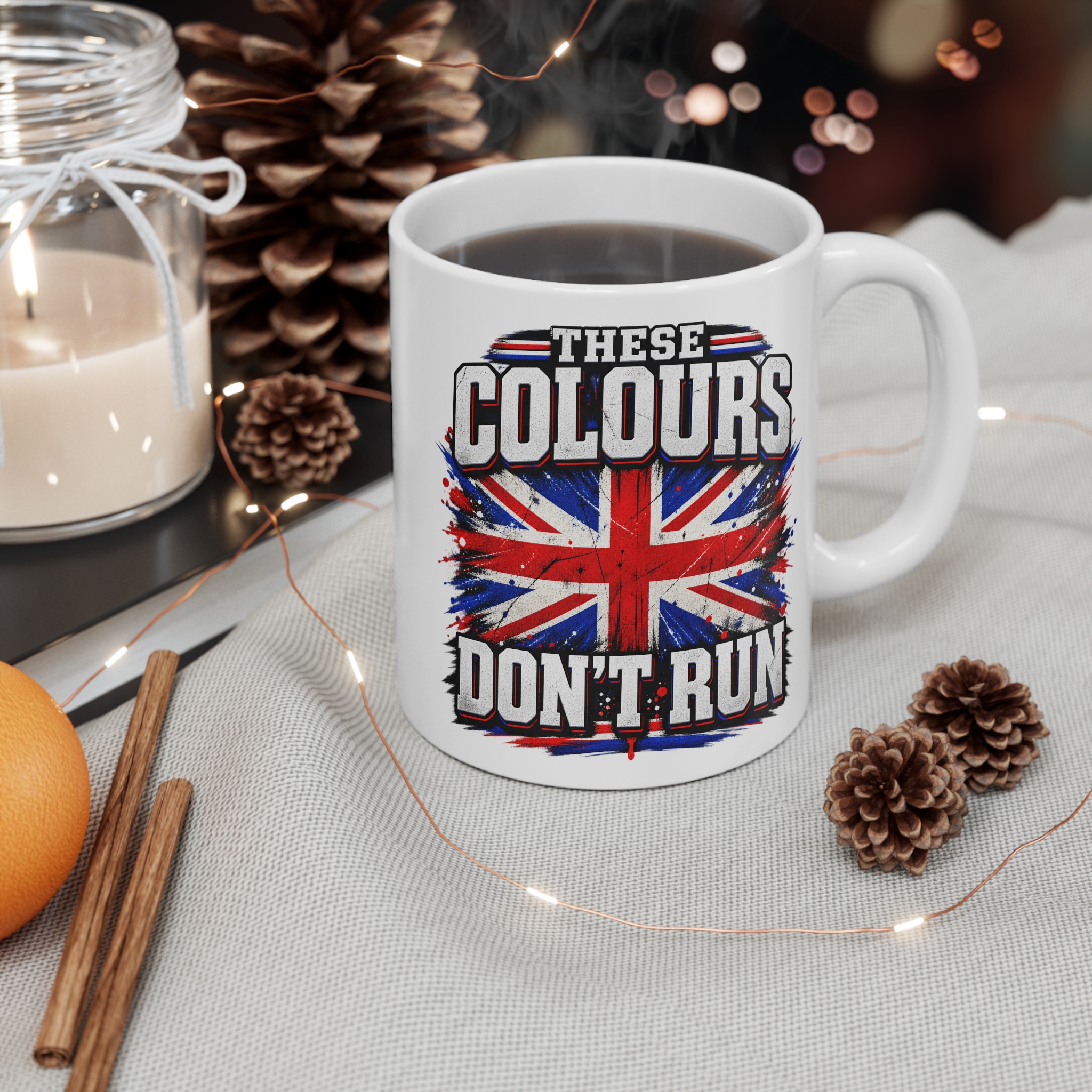 These Colours Don't Run Union Jack mug by RudeCuppa