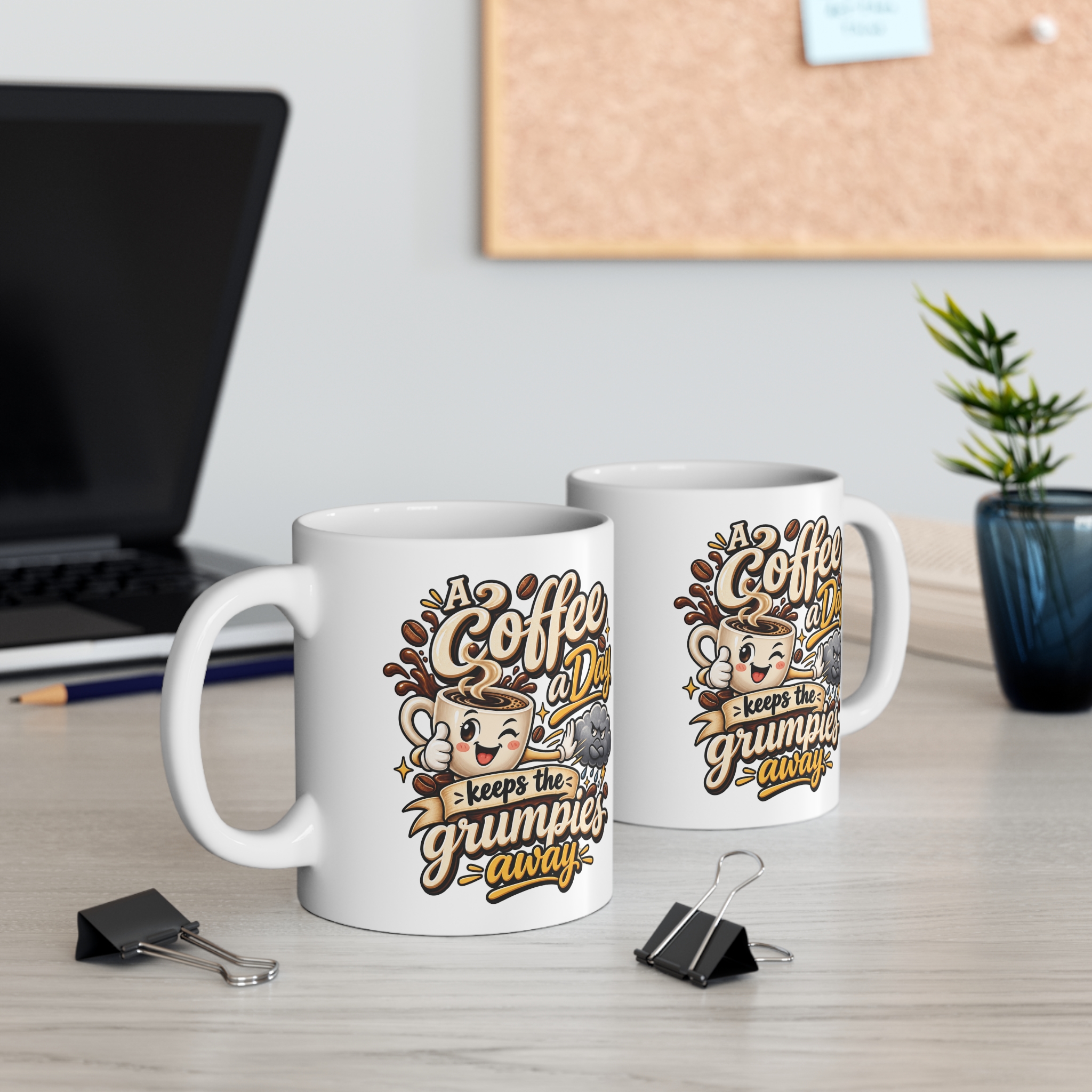A Coffee A Day Keeps The Grumpies Away funny mug by RudeCuppa
